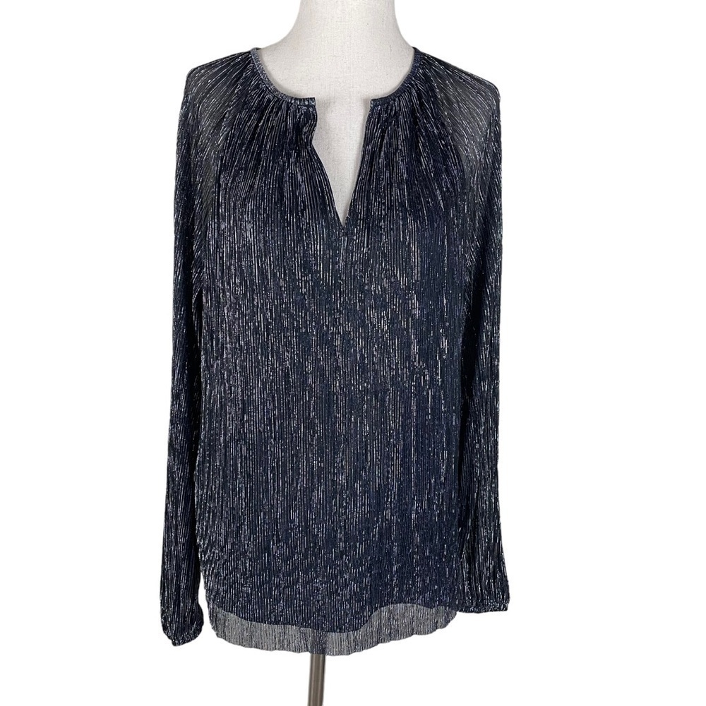 Banana Republic Navy Blouse w/ Silver Thread